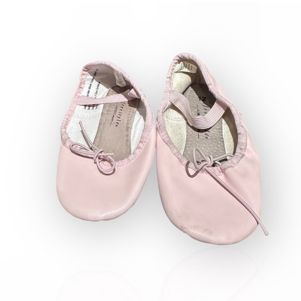 Freestyle By Danskin Ballet Shoes Pink Leather Suede Sole Size Toddle Girls 12